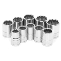 Performance Tool 10 Pc 3/8'' Dr 12pt MM Skt Set W38800